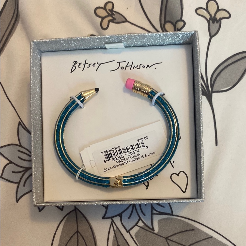 Betsey Johnson Blue and Gold Cuff Bracelet